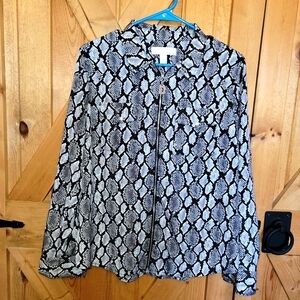 Michael Kors Snakeskin Zip Front Blouse Size Large